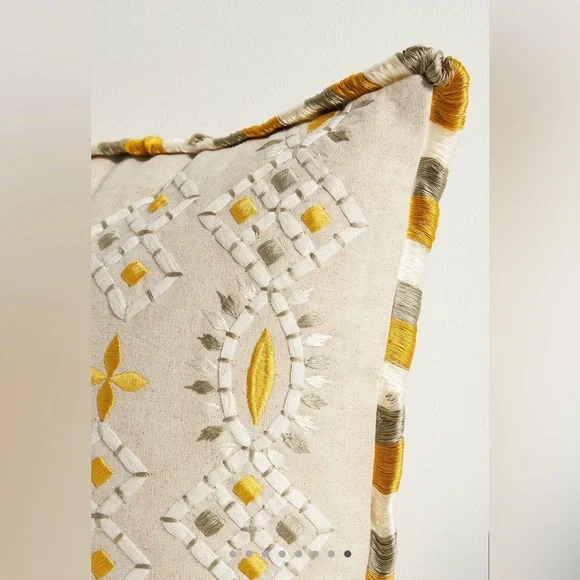 Anthropologie Georgia Cotton Embroidered Pillow - Picture 3 of 12